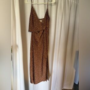 Urban Outfitters Brown Asymmetrical Polka Dot Dress